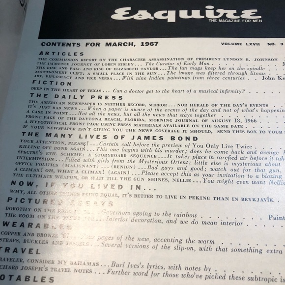 ESQUIRE March 1967 Mar 67 James Bond MONTGOMERY CLIFT Elizabeth Taylor Car Ads - Picture 13 of 15